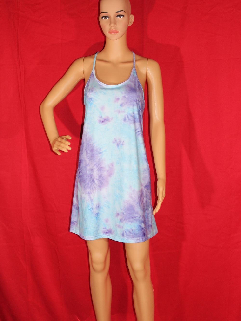 Tie-Dye Spaghetti Strap Nightie - Blue & Purple Tie Dye